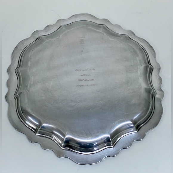 1972 Vtg International Silver Countess “D” Inscribed Ornate Wedding Platter - Picture 2 of 16